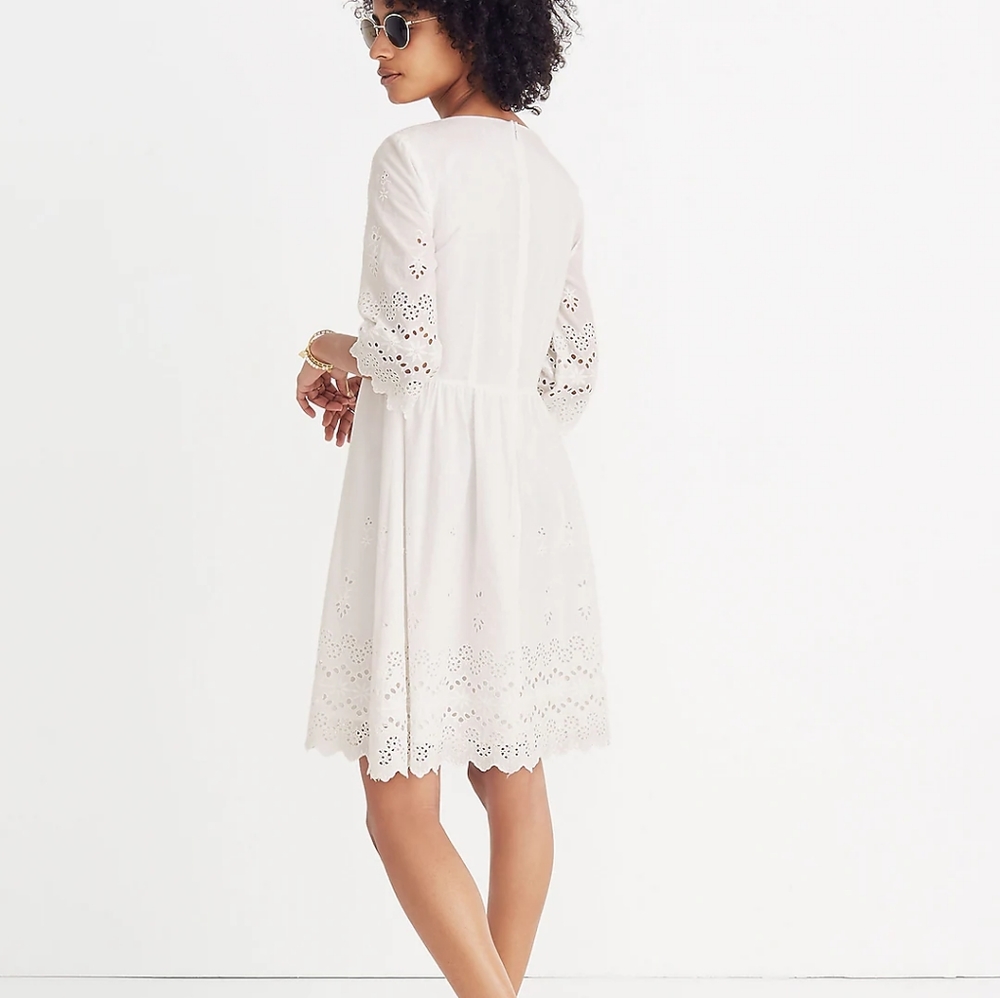 Madewell White Eyelet Lattice Dress View 3